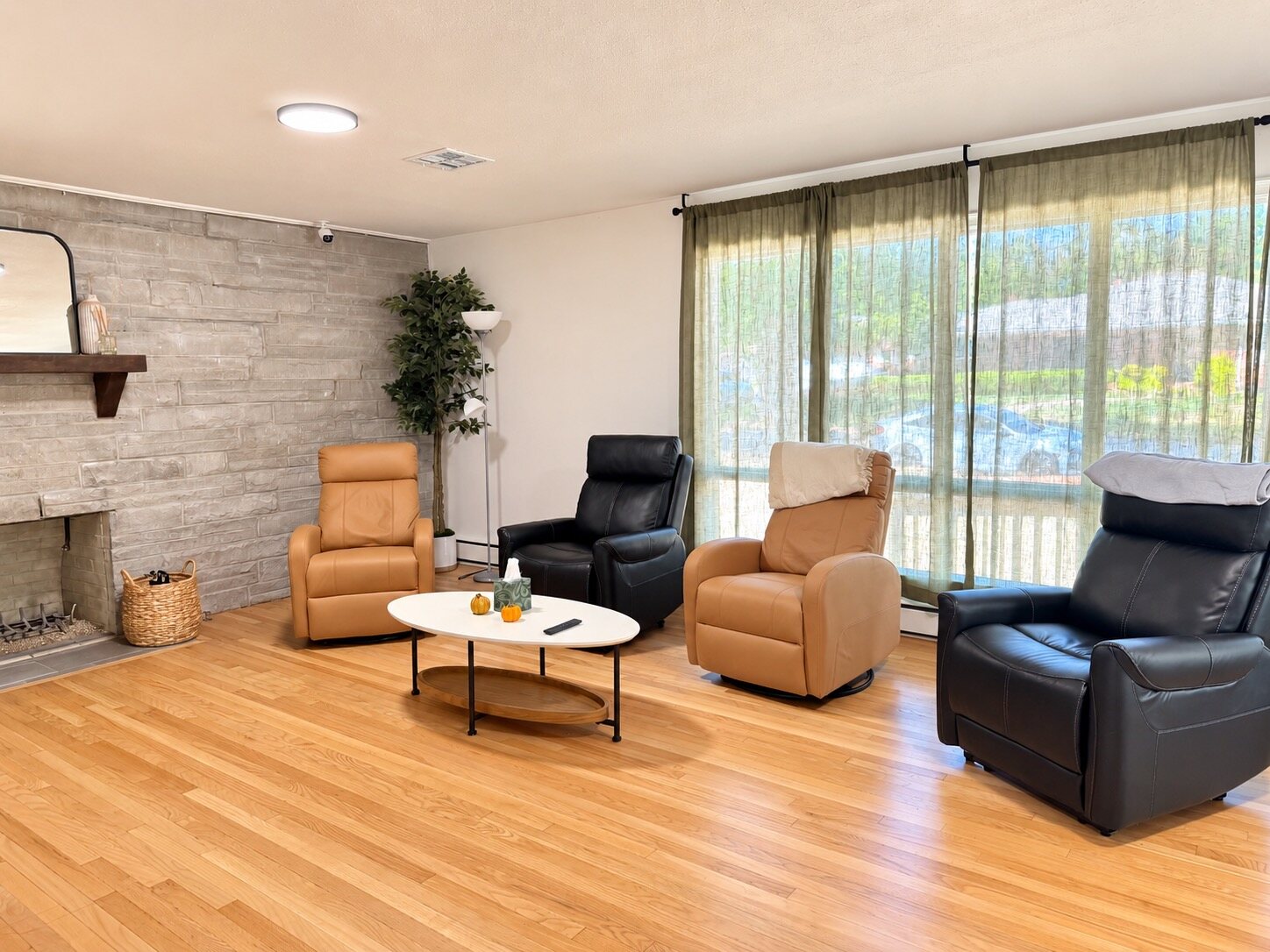 Warm living room with comfortable seating at Graceful Living